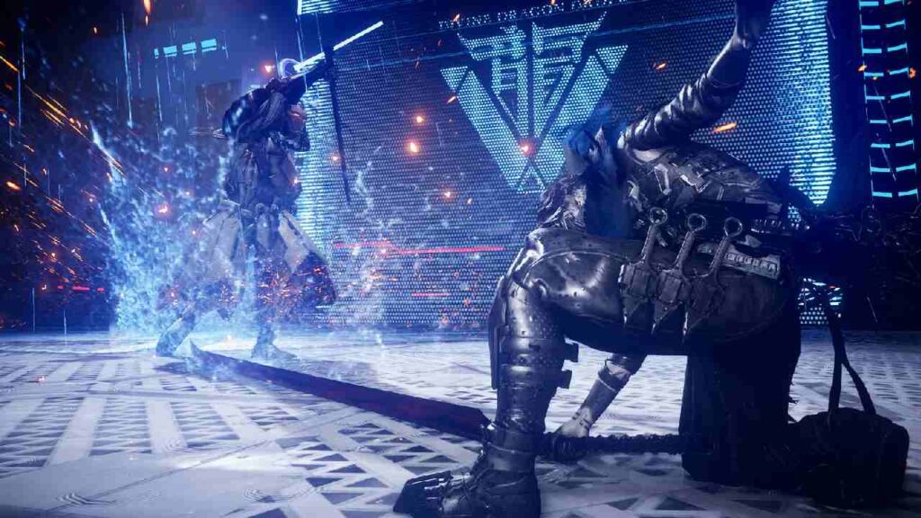 Ninja Gaiden 4 screenshot showing Yakumo in combat within a futuristic Tokyo scene, mid-action with enemies in frame.