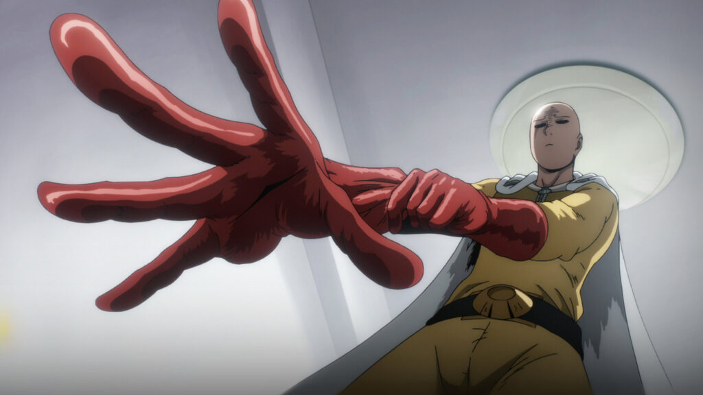 One Punch MAn wearing gloves