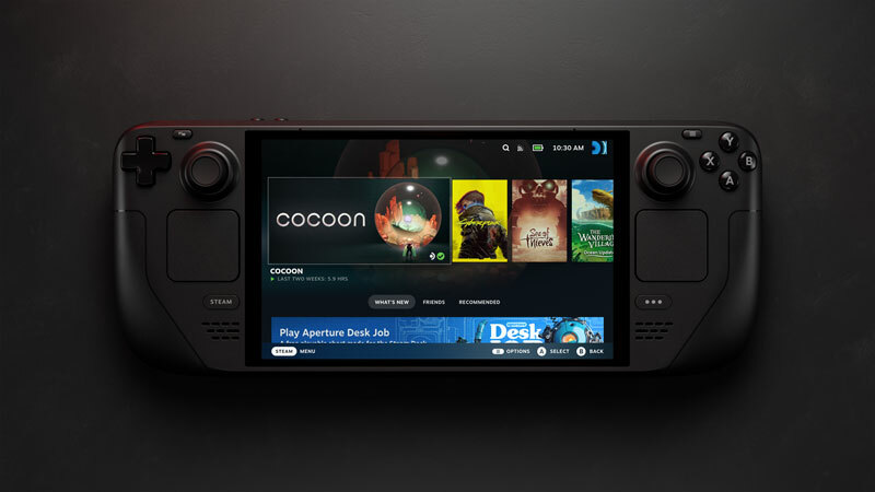 Steam Deck promotional image from Valve showing official hardware branding