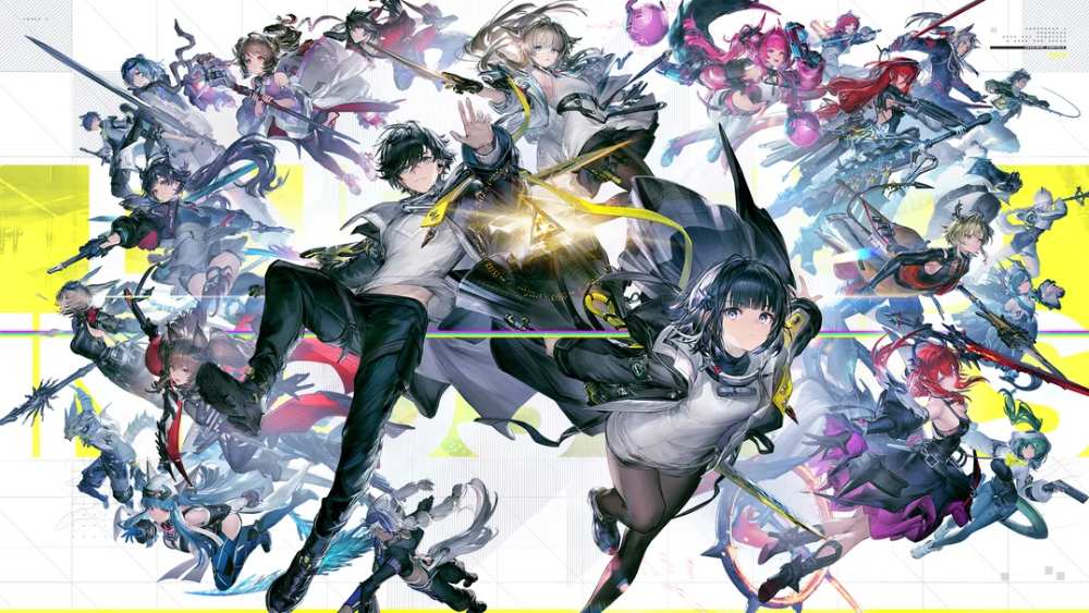 Arknights Endfield real-time combat showing four operators fighting enemies with stagger bars and SP meters visible on screen