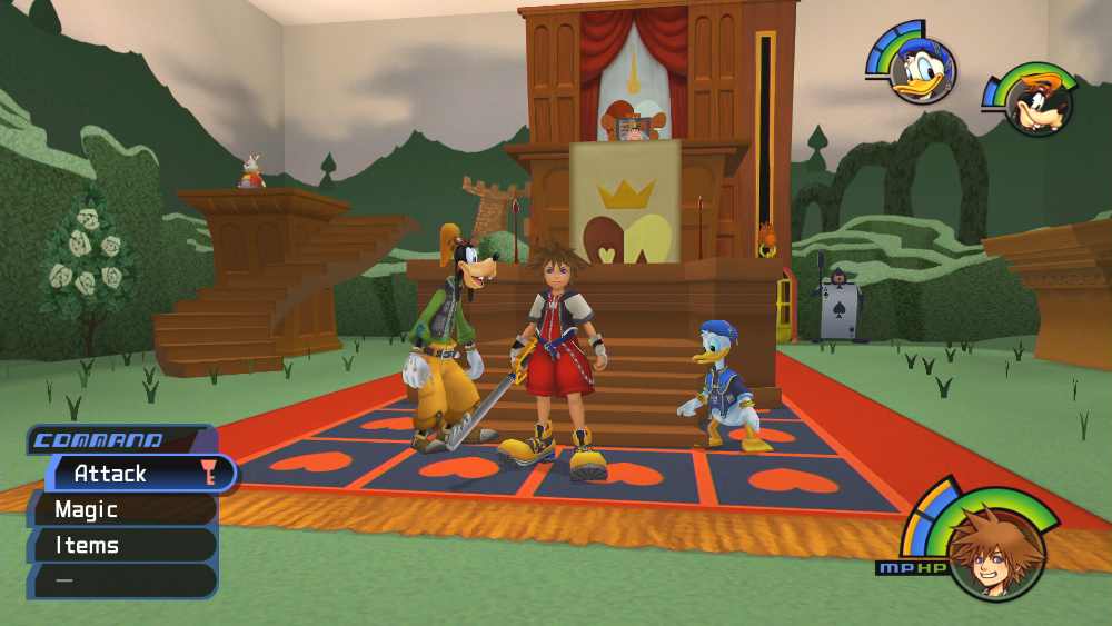 Kingdom Hearts IV gameplay screenshot showing Sora fighting Heartless enemies on Quadratum city streets with realistic graphics and urban architecture in background