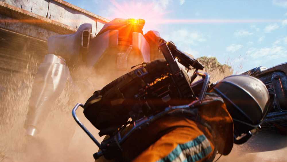 ARC Raiders PS5 gameplay screenshot showing a Raider in a post-apocalyptic surface environment with ARC machines present