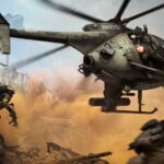 Soldiers and military vehicles engaged in large-scale combat in Battlefield 6, rendered in EA's Frostbite engine, showing infantry, tanks, and aerial units across a destructible battlefield environment