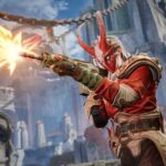 Highguard gameplay screenshot showing Warden characters in combat on mythical fantasy landscape with magical abilities and gunplay mechanics