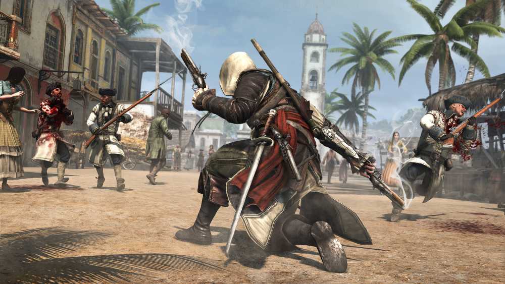 Edward Kenway standing on a ship deck in the Caribbean in Assassin's Creed IV Black Flag, the 2013 original now being remade as Black Flag Resynced by Ubisoft for a 2026 release