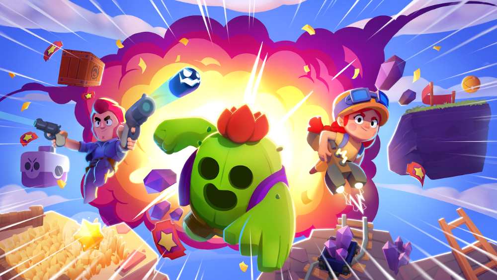 Brawl Stars gameplay screenshot used in Supercell careers materials showing in-match action from the mobile multiplayer brawler