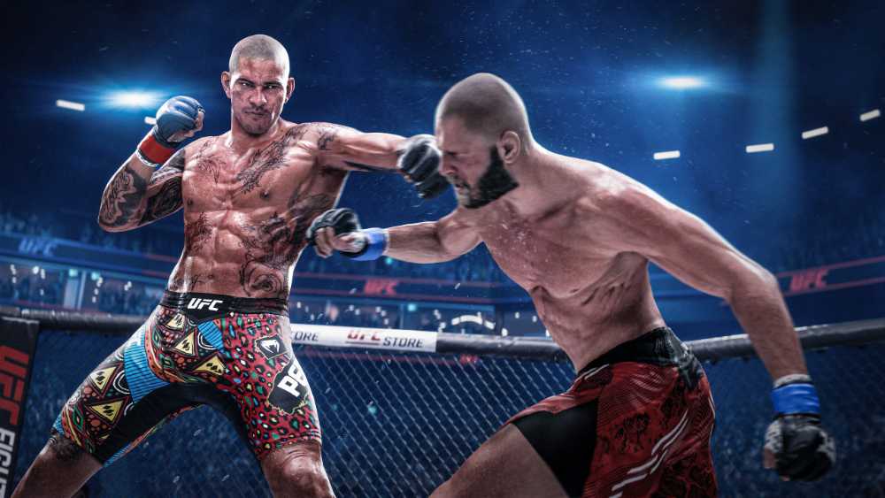 EA Sports UFC 6 in-game screenshot showing Alex Pereira fighting Jiri Prochazka inside the UFC octagon