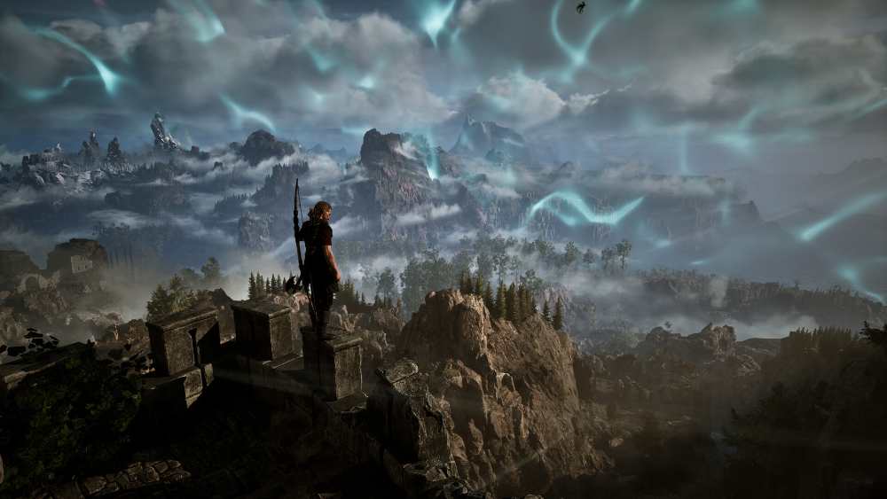 Gothic 1 Remake in-game screenshot showing the Valley of Mines open world environment built on Unreal Engine 5