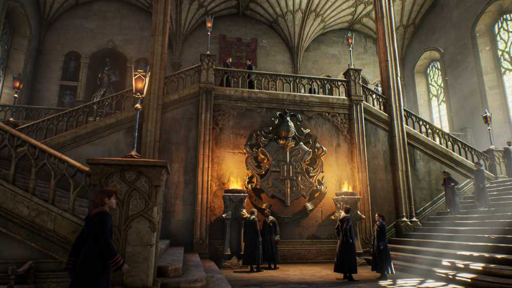 Hogwarts Legacy PS5 gameplay screenshot showing the Wizarding World open world environment