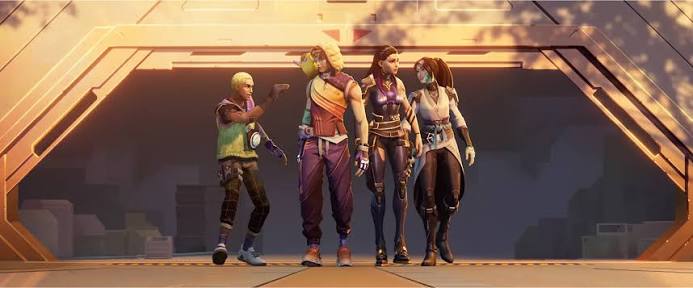 A promotional image for the My VALORANT Card feature, showcasing a player profile card with stats, rank, and agent selection, highlighting the game's community and personalization tools.